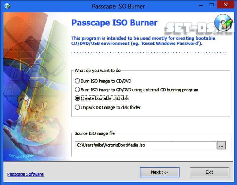 запись дисков Passcape ISO Burner